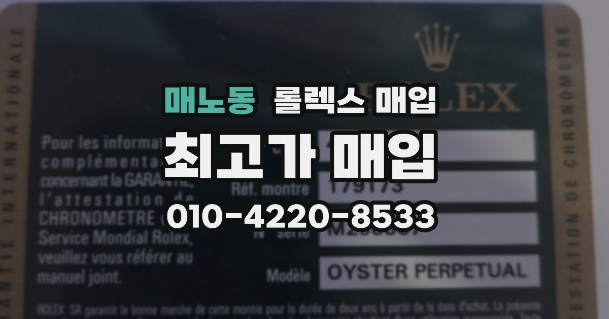매노동 롤렉스 매입