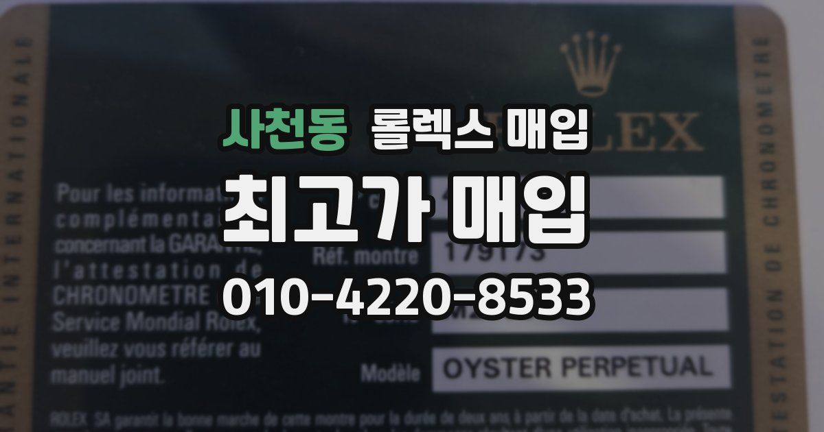 사천동 롤렉스 매입