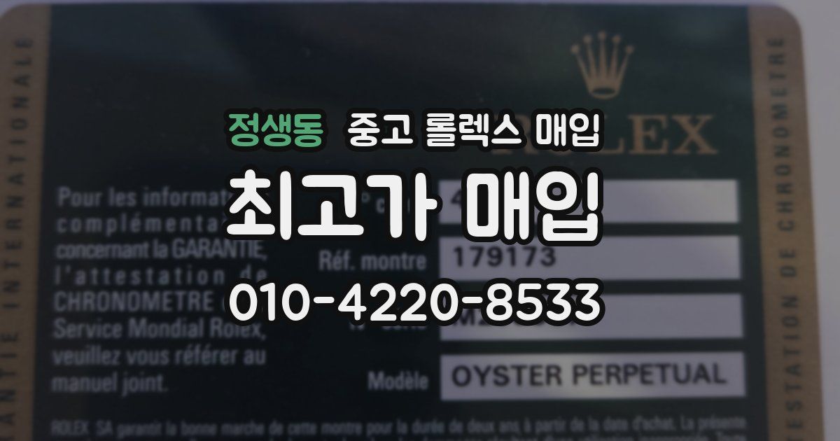 정생동 중고 롤렉스 매입
