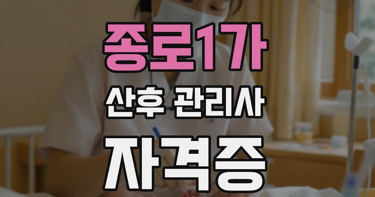 종로1가 산후 관리사 자격증