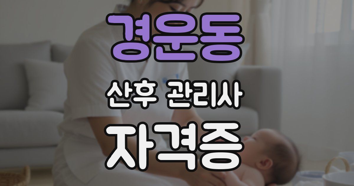 경운동 산후 관리사 자격증