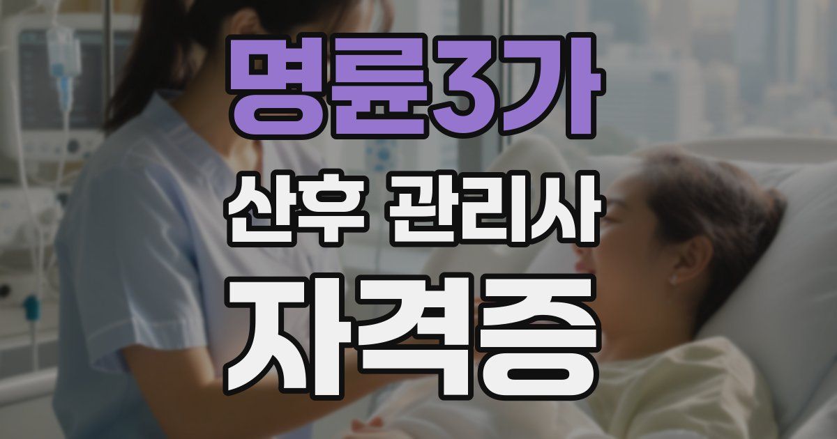 명륜3가 산후 관리사 자격증