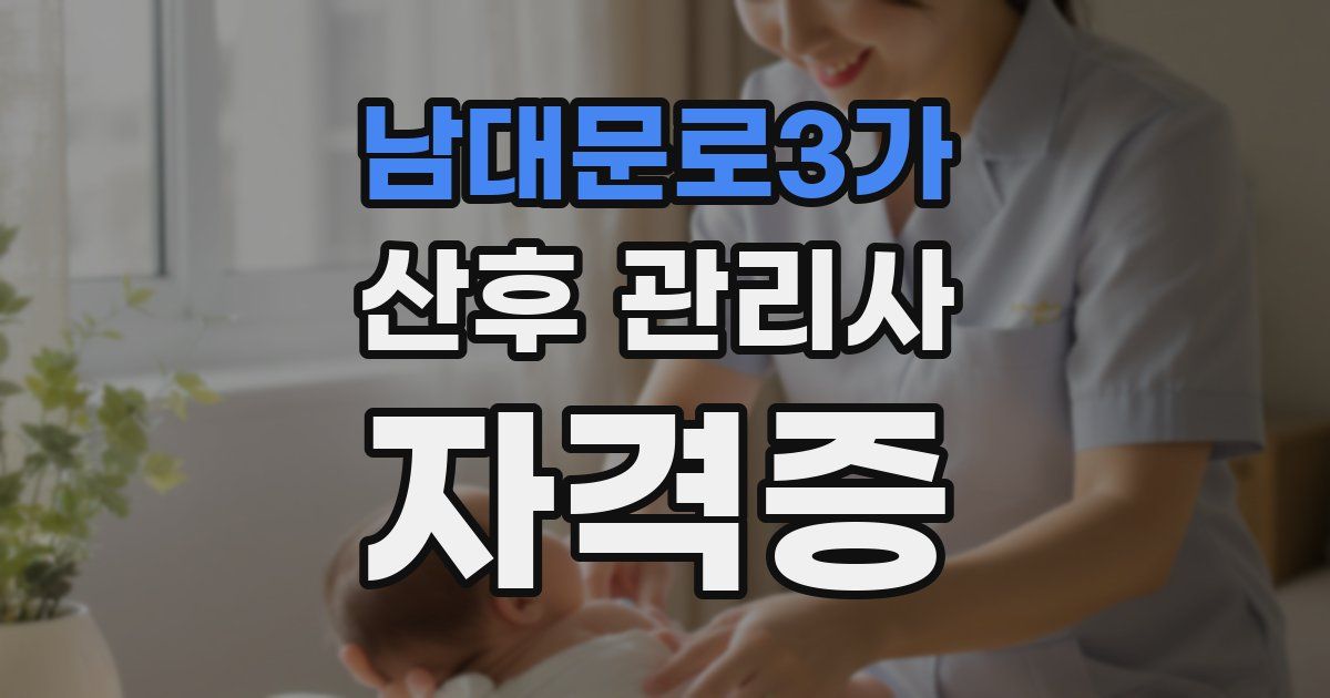 남대문로3가 산후 관리사 자격증