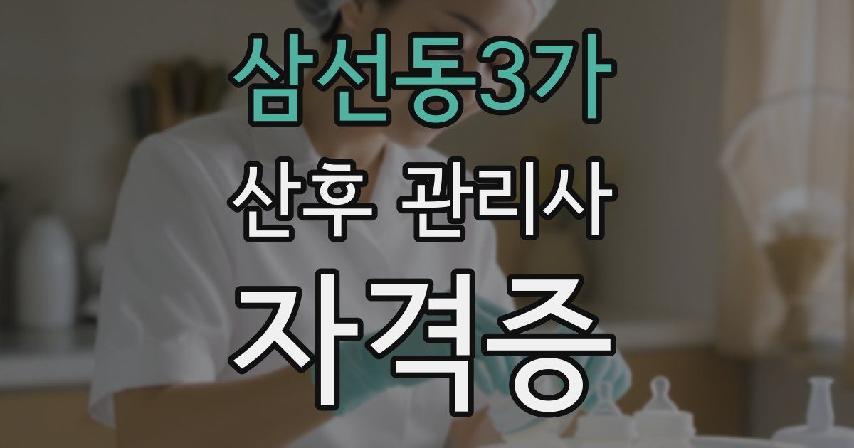 삼선동3가 산후 관리사 자격증