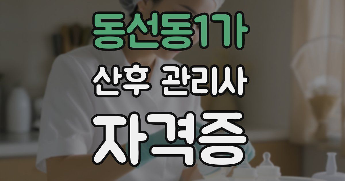 동선동1가 산후 관리사 자격증