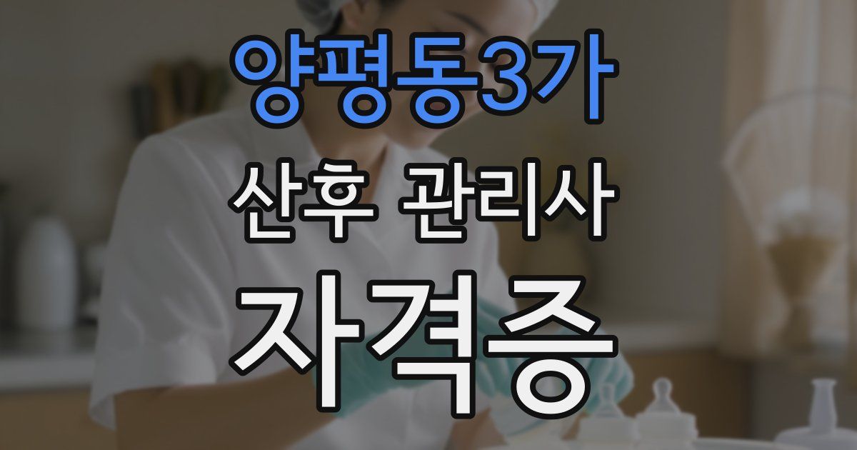 양평동3가 산후 관리사 자격증