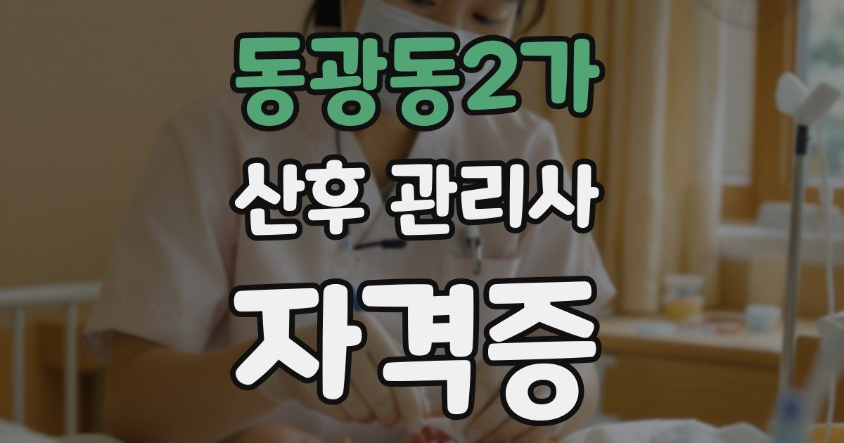 동광동2가 산후 관리사 자격증