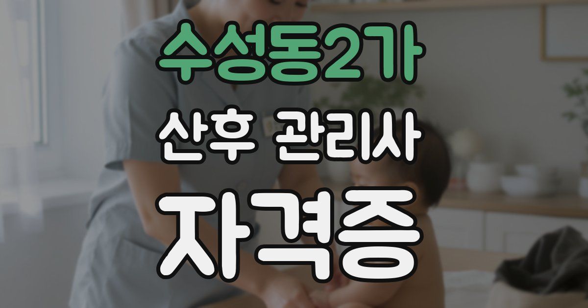 수성동2가 산후 관리사 자격증