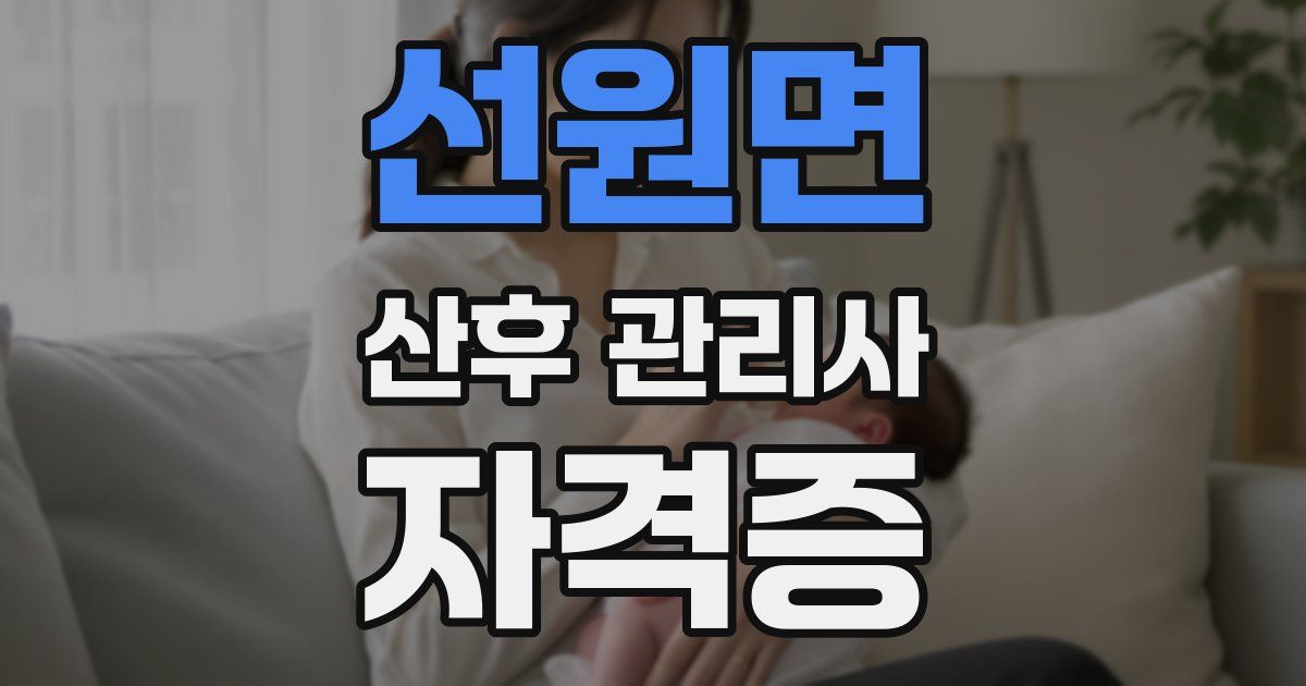 선원면 산후 관리사 자격증