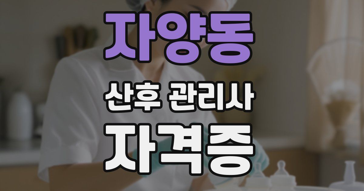 자양동 산후 관리사 자격증