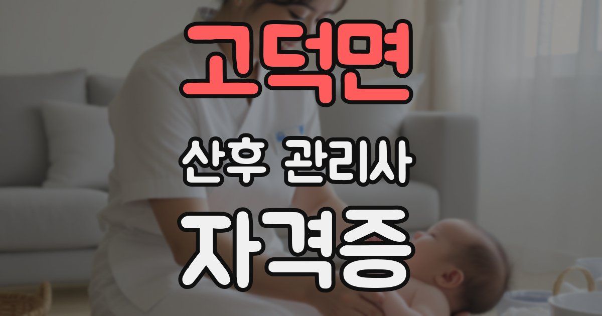 고덕면 산후 관리사 자격증