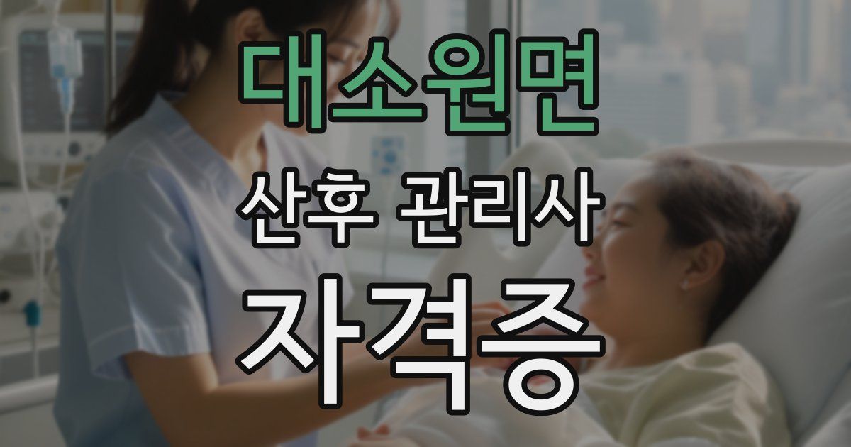 대소원면 산후 관리사 자격증
