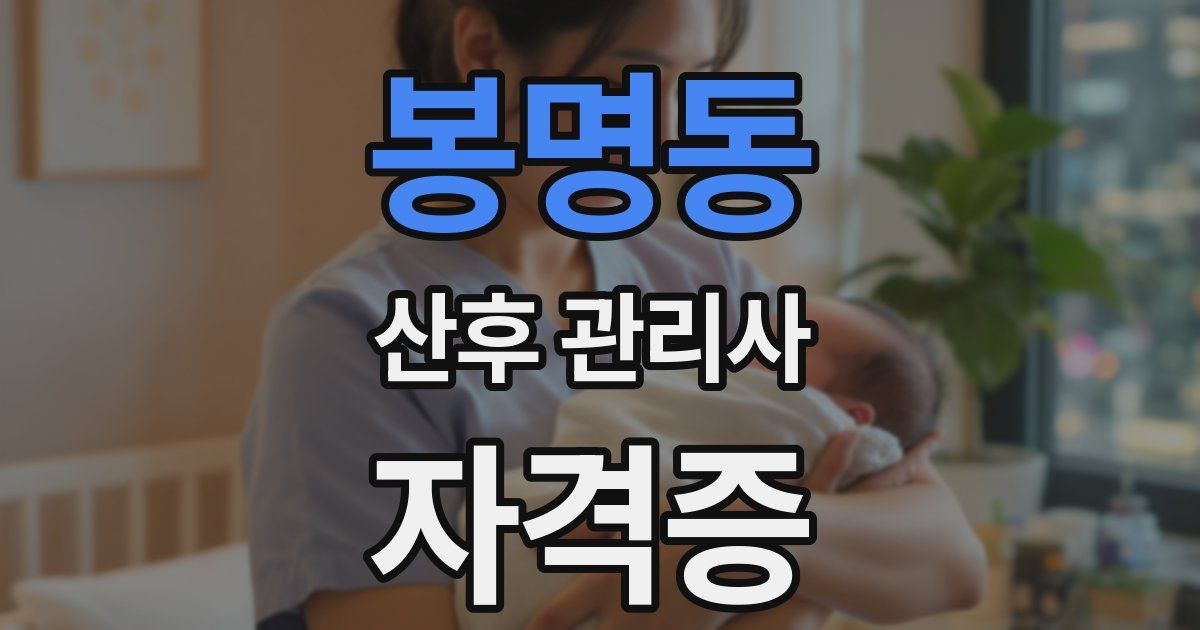 봉명동 산후 관리사 자격증