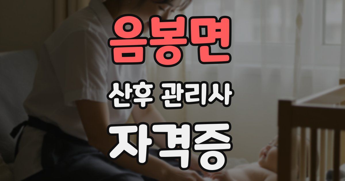 음봉면 산후 관리사 자격증