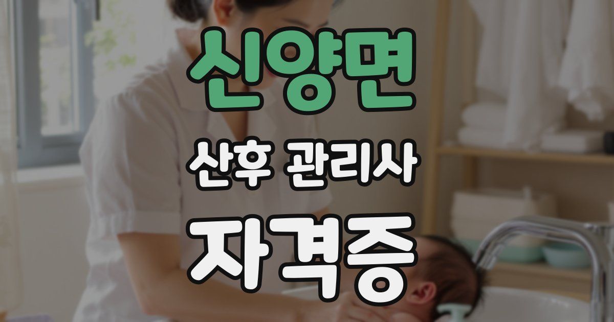 신양면 산후 관리사 자격증