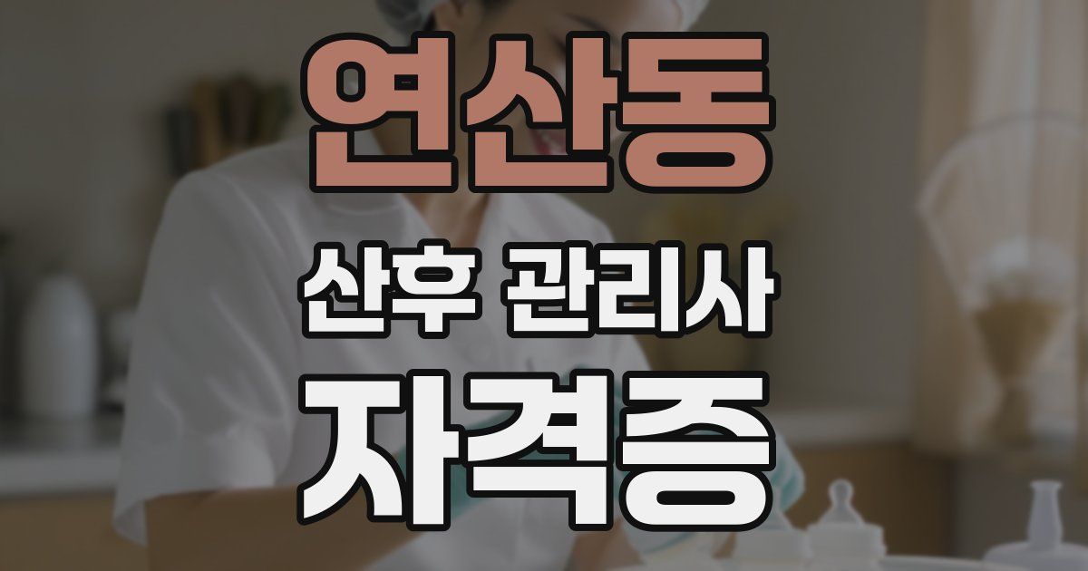 연산동 산후 관리사 자격증