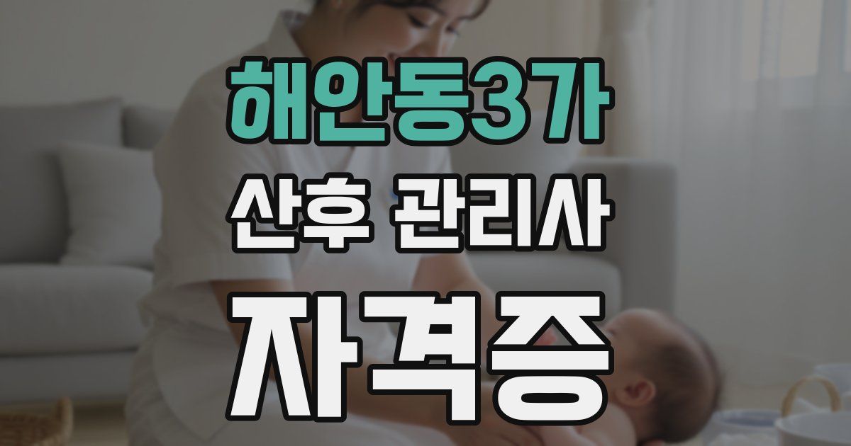 해안동3가 산후 관리사 자격증