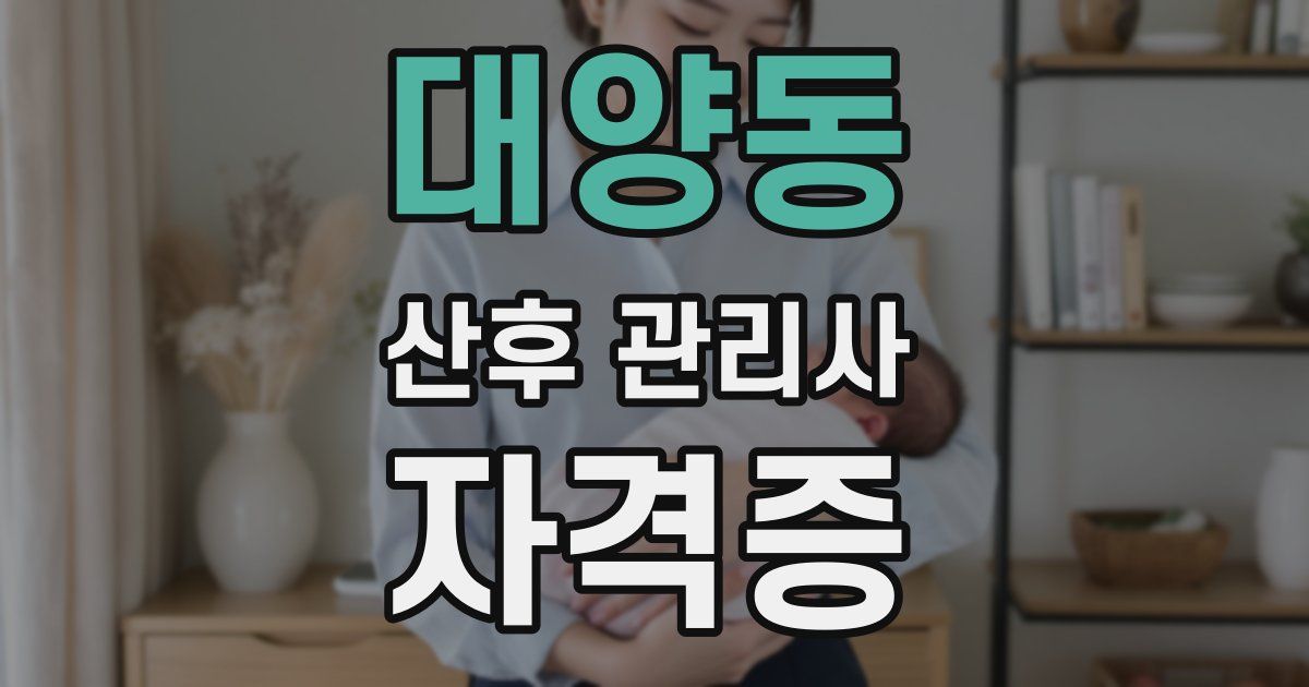 대양동 산후 관리사 자격증