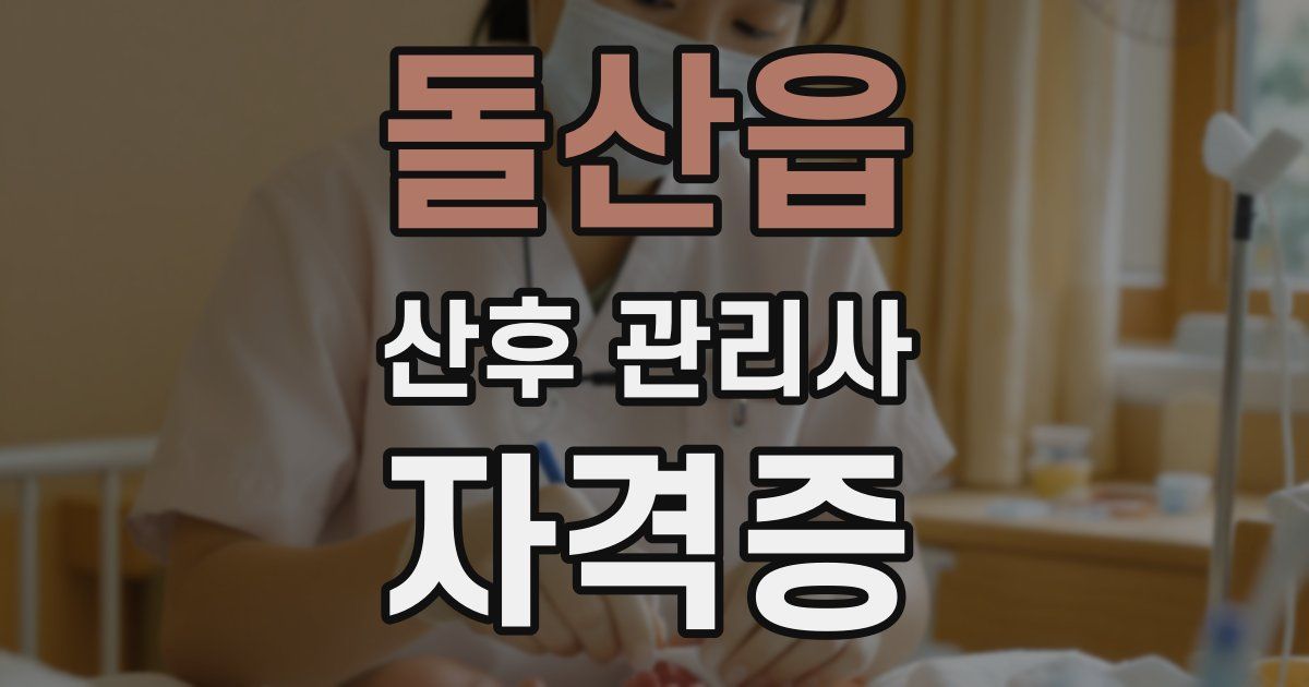 돌산읍 산후 관리사 자격증