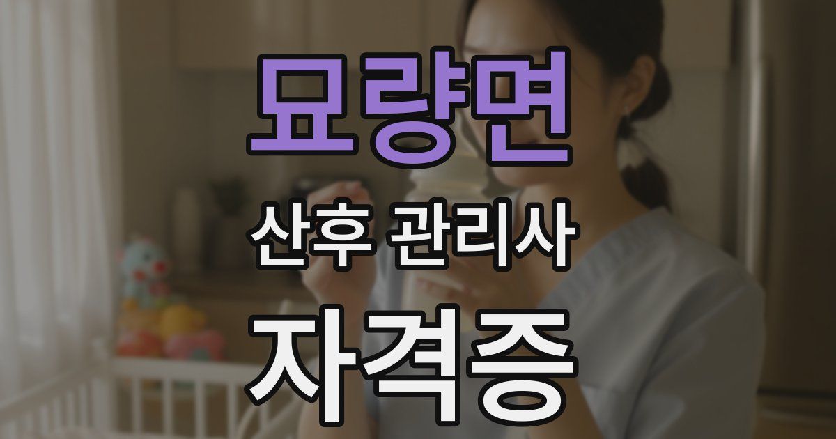 묘량면 산후 관리사 자격증