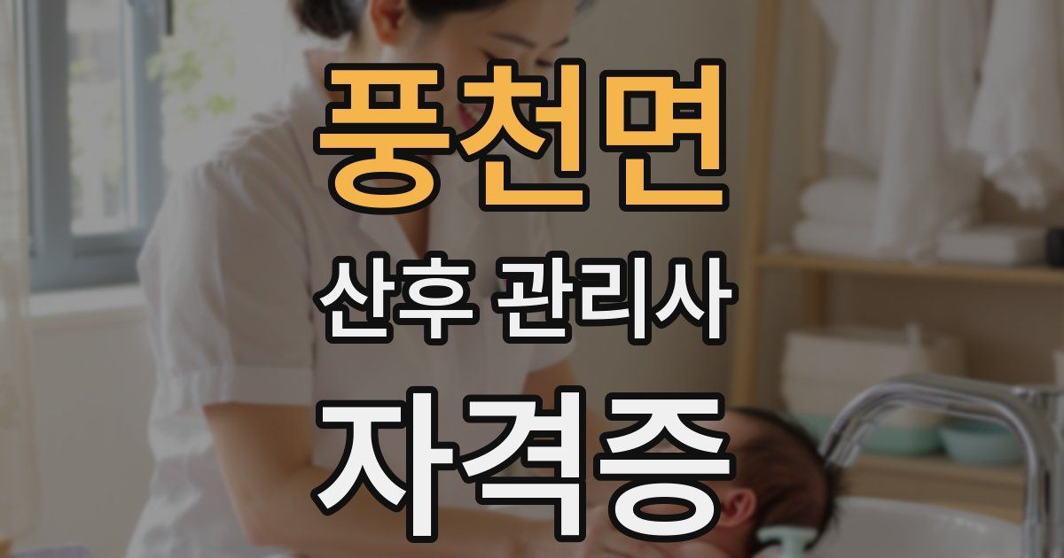풍천면 산후 관리사 자격증