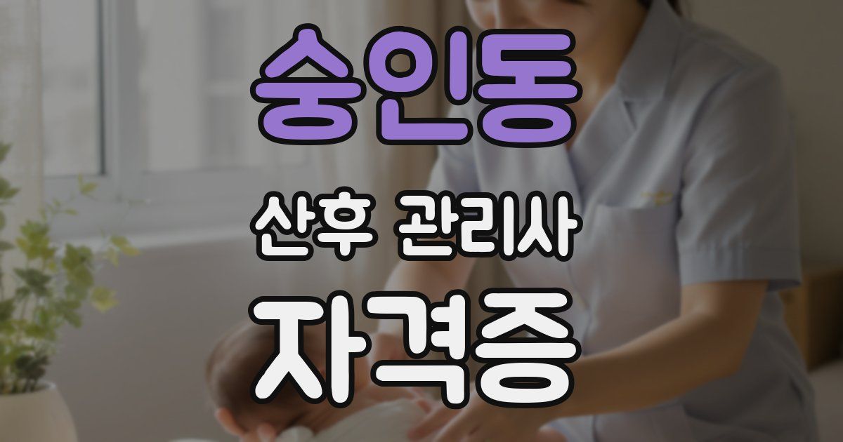 숭인동 산후 관리사 자격증