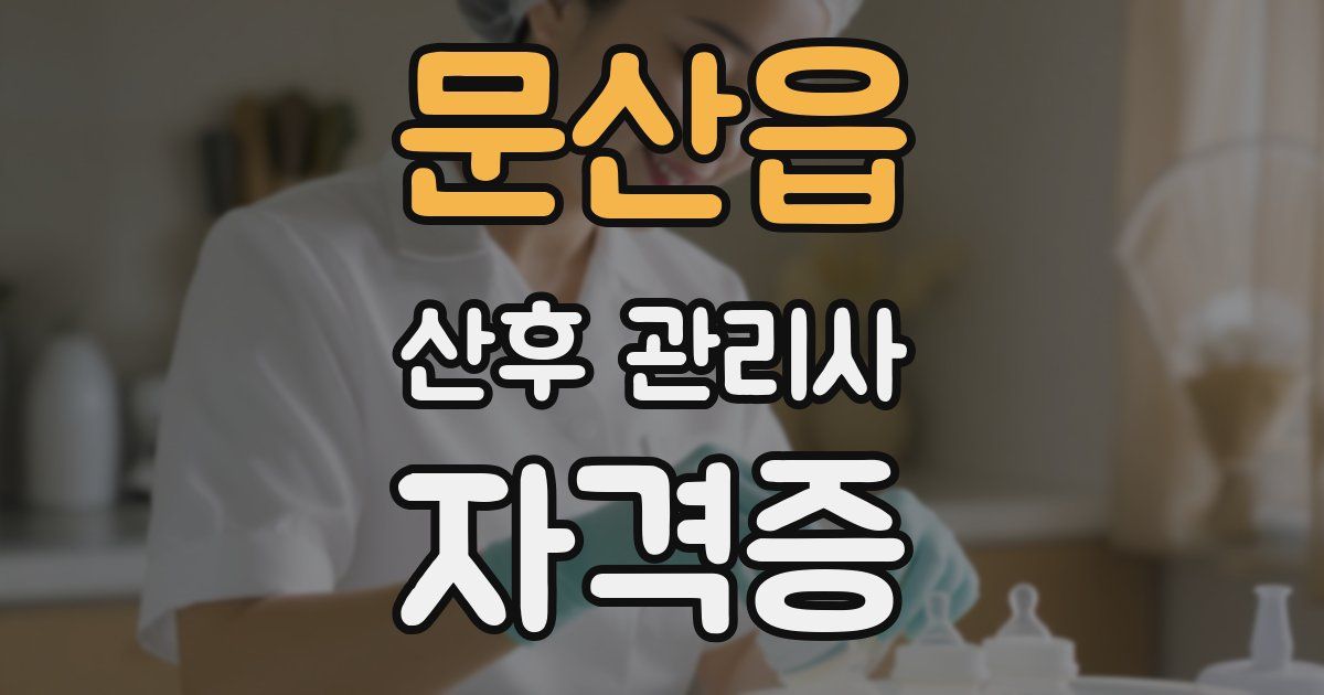 문산읍 산후 관리사 자격증