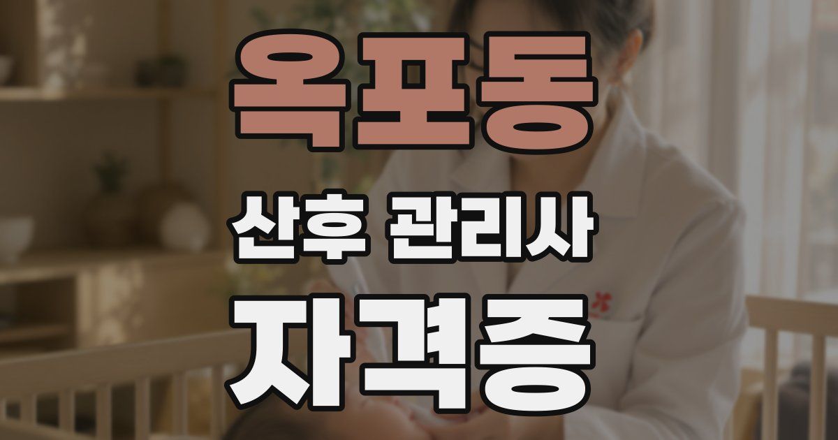 옥포동 산후 관리사 자격증