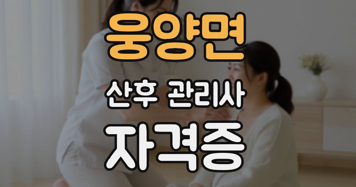 웅양면 산후 관리사 자격증
