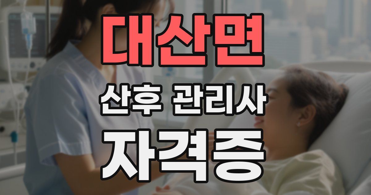 대산면 산후 관리사 자격증