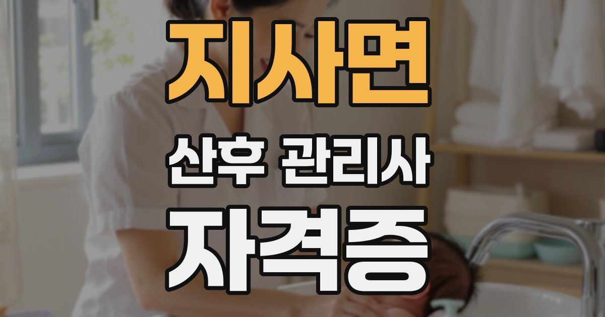 지사면 산후 관리사 자격증