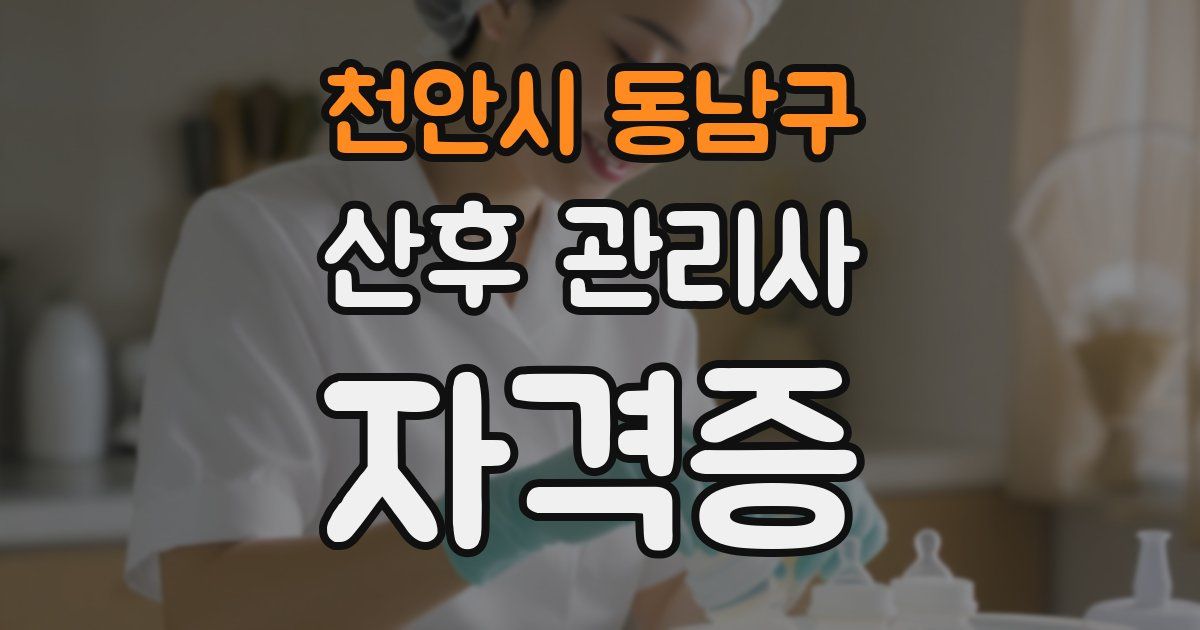 천안시 동남구 산후 관리사 자격증