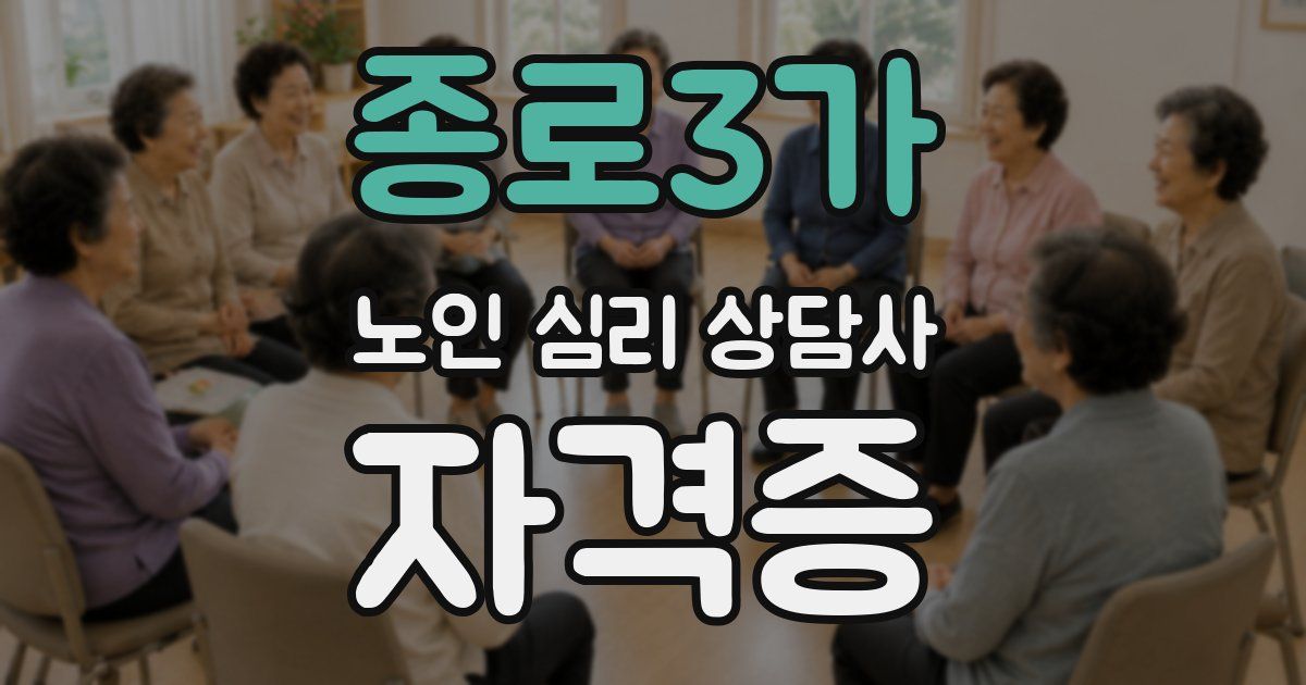 종로3가 노인 심리 상담사 자격증