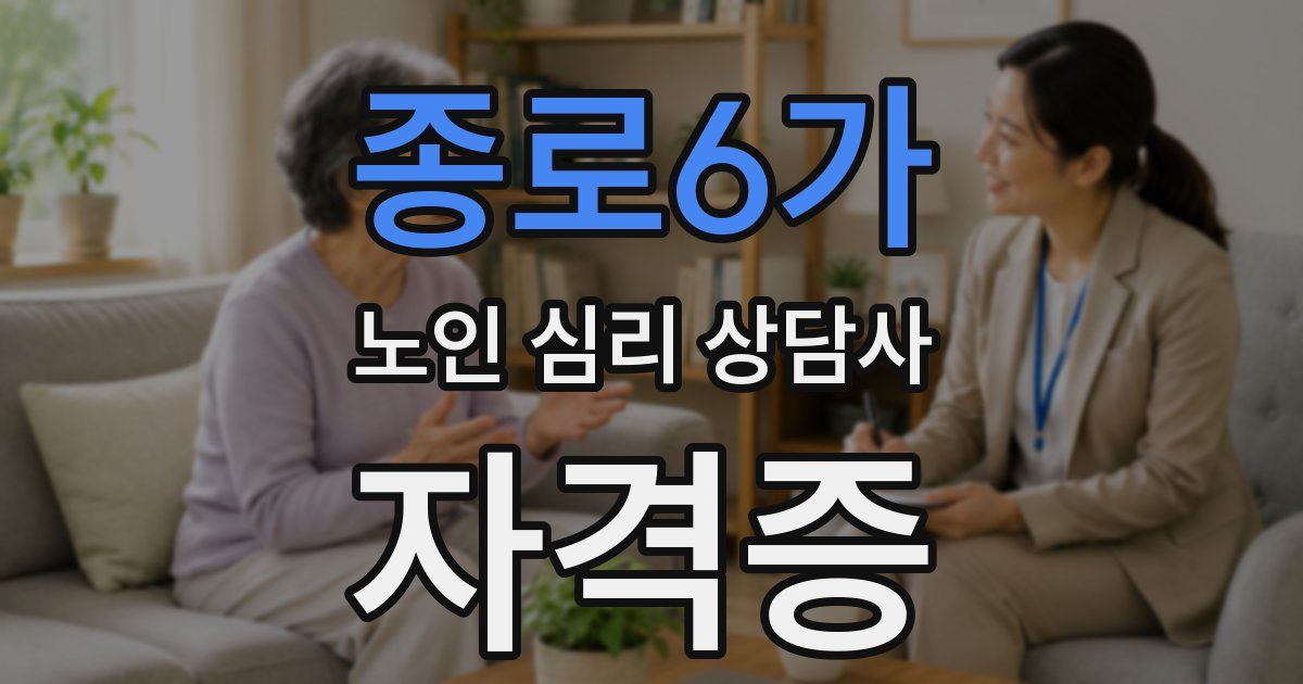 종로6가 노인 심리 상담사 자격증