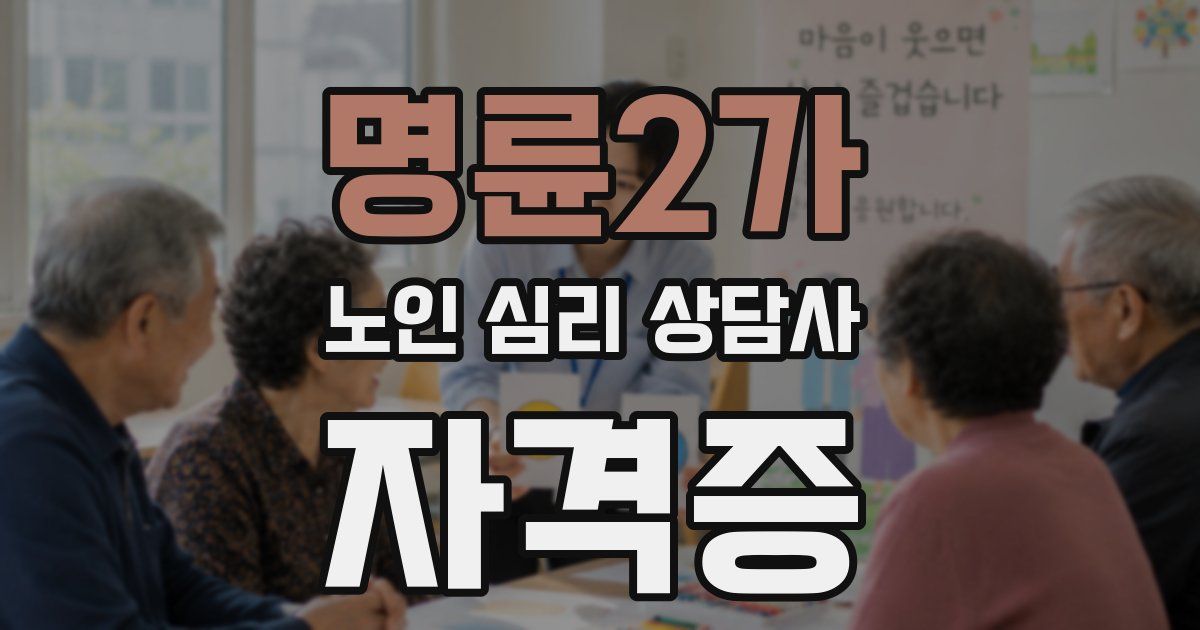 명륜2가 노인 심리 상담사 자격증