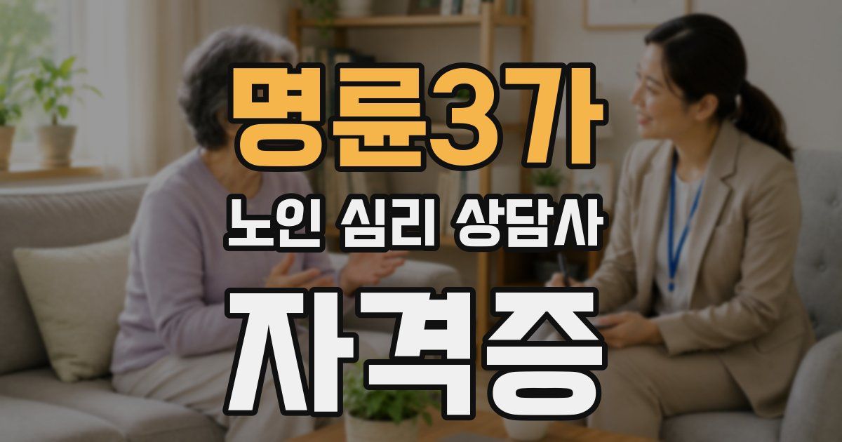 명륜3가 노인 심리 상담사 자격증