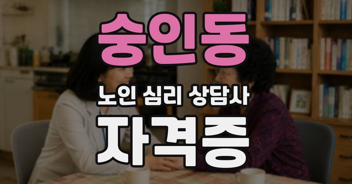 숭인동 노인 심리 상담사 자격증