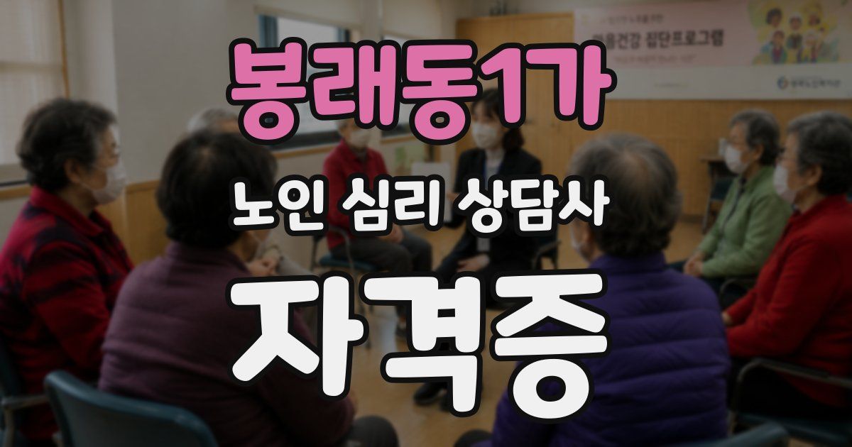 봉래동1가 노인 심리 상담사 자격증