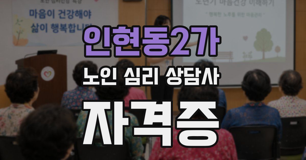 인현동2가 노인 심리 상담사 자격증