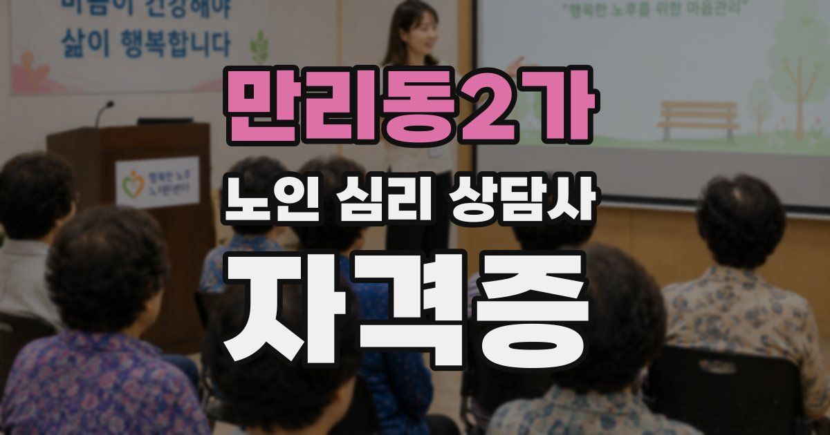 만리동2가 노인 심리 상담사 자격증