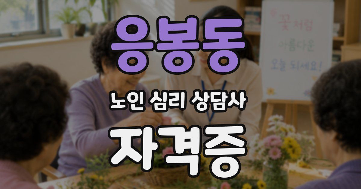 응봉동 노인 심리 상담사 자격증