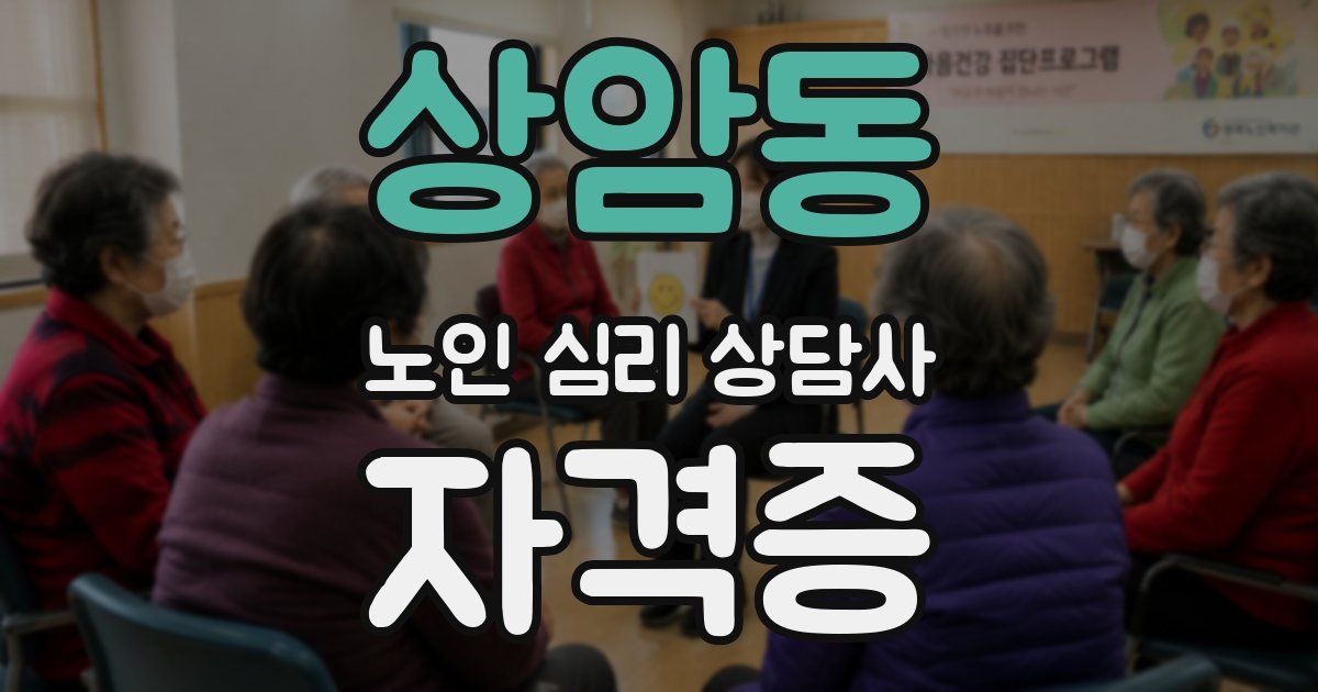 상암동 노인 심리 상담사 자격증