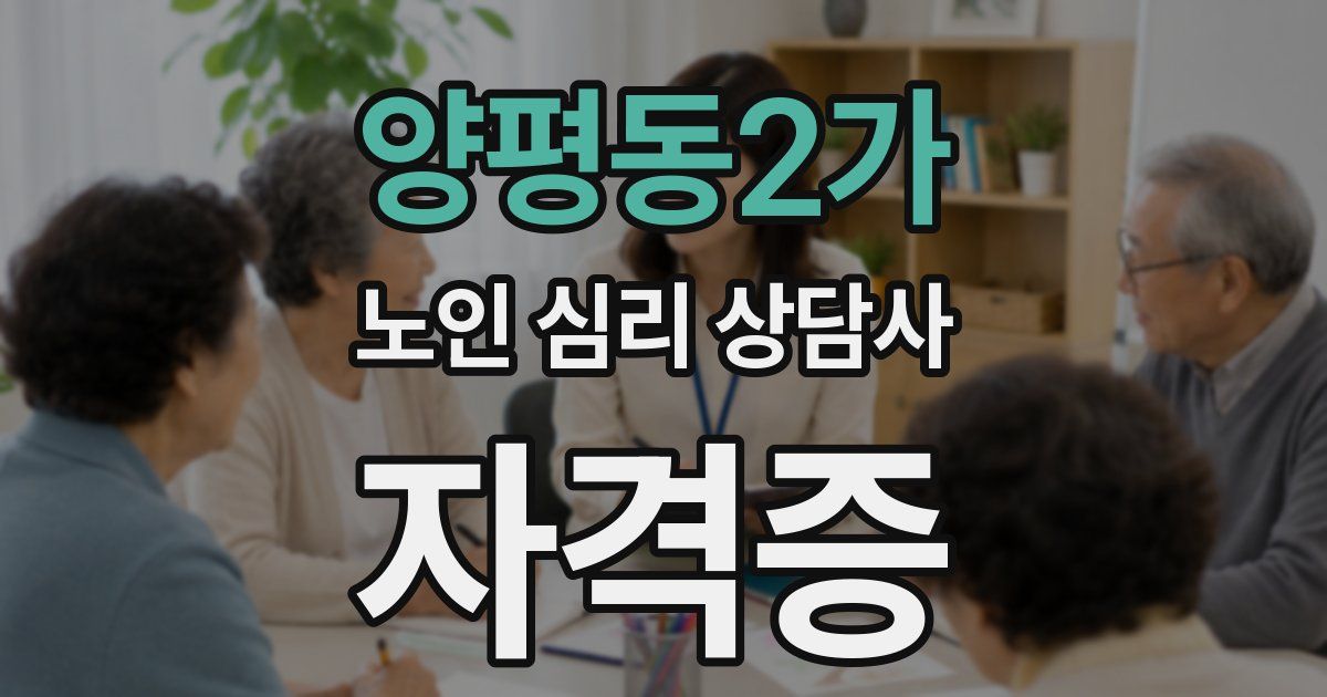 양평동2가 노인 심리 상담사 자격증