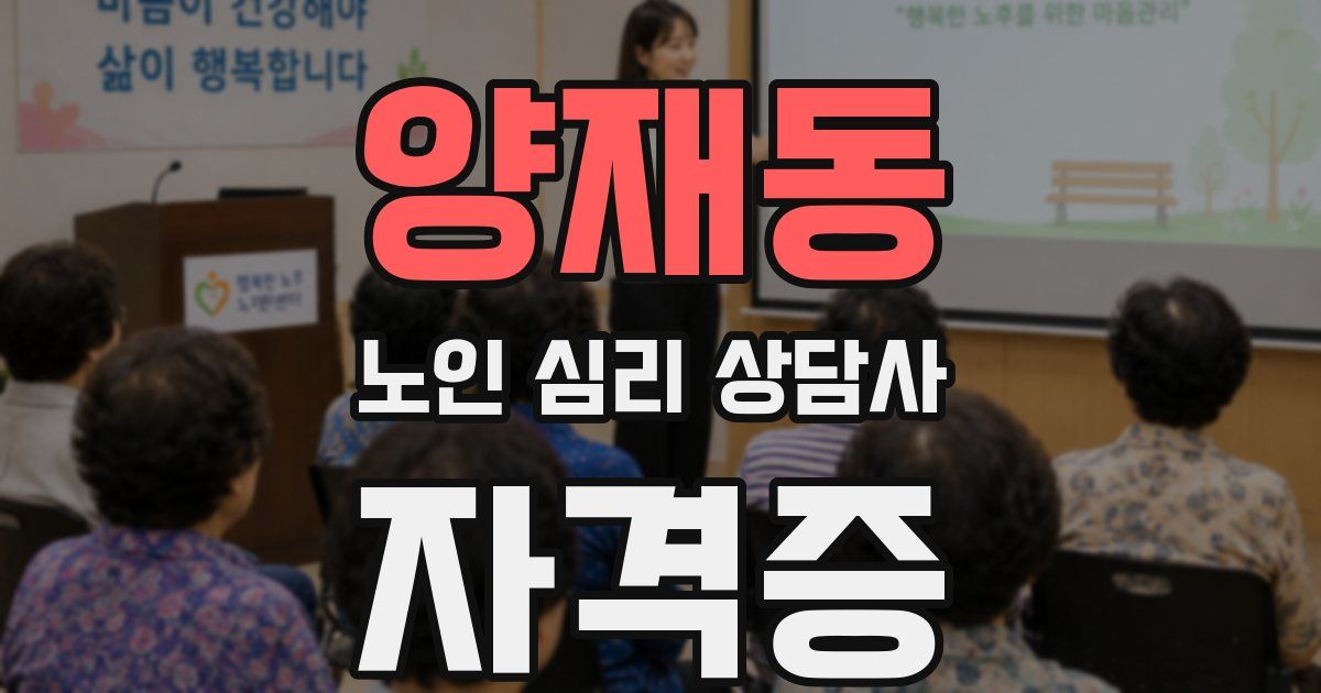 양재동 노인 심리 상담사 자격증