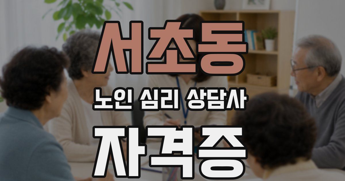 서초동 노인 심리 상담사 자격증