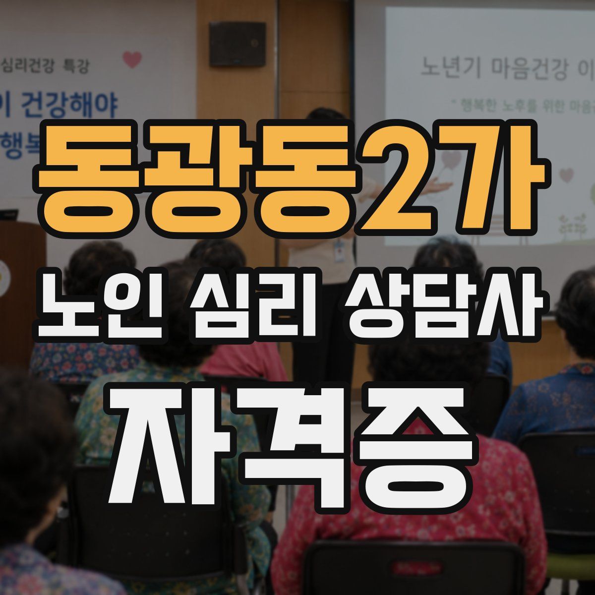 동광동2가 노인 심리 상담사 자격증