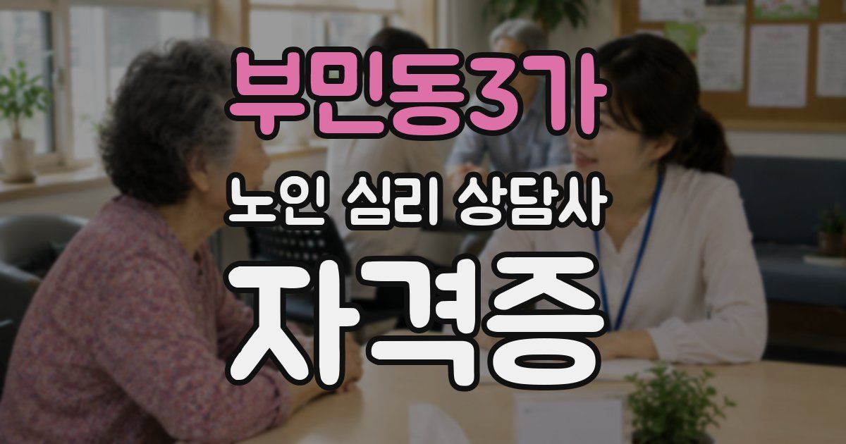 부민동3가 노인 심리 상담사 자격증
