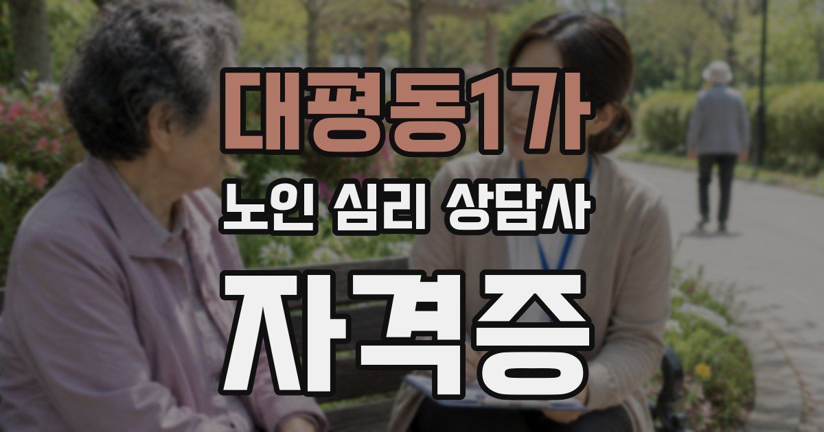대평동1가 노인 심리 상담사 자격증