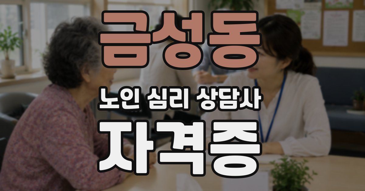 금성동 노인 심리 상담사 자격증