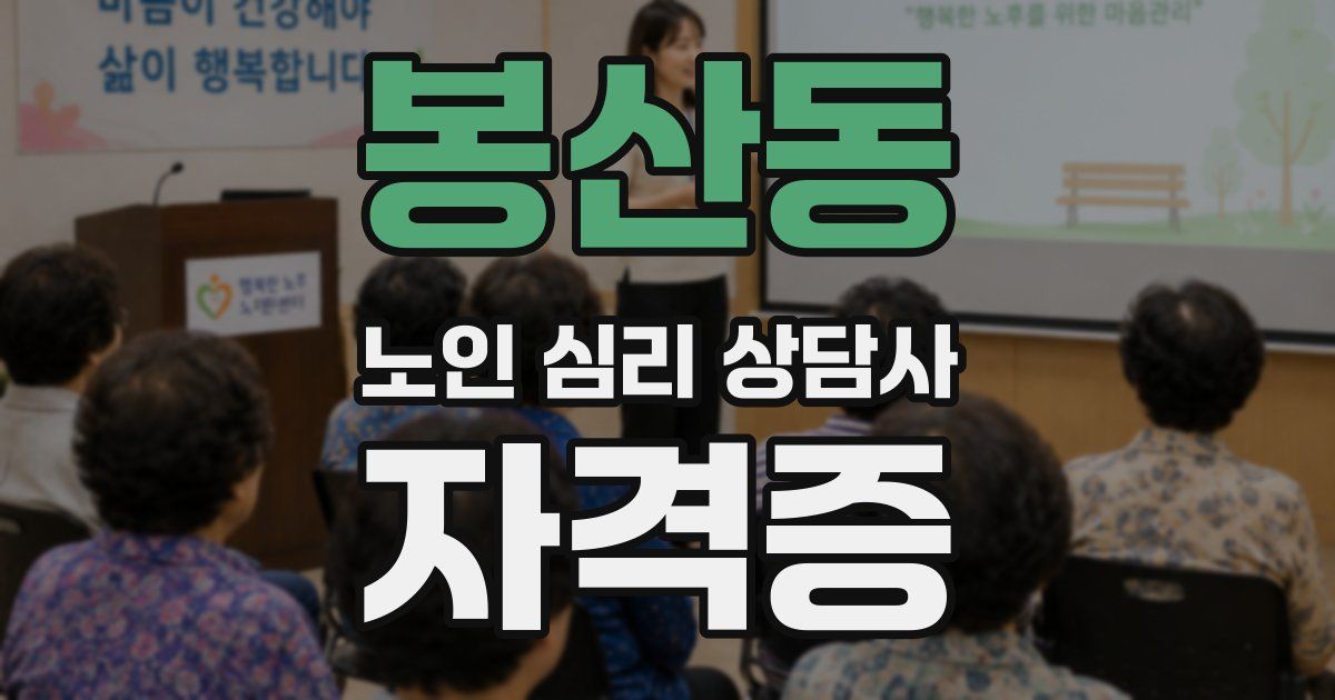 봉산동 노인 심리 상담사 자격증